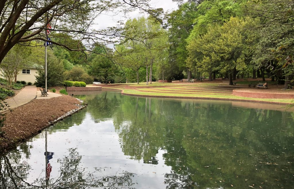 Hopelands Gardens relecting pond Aiken South Carolina