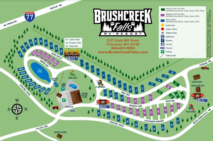 Brushcreek Falls RV Resort Map